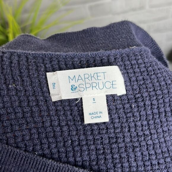 Market & Spruce Tawnee Cotton Blend Waffle Knit Pullover Sweater Size Small - Picture 5 of 6